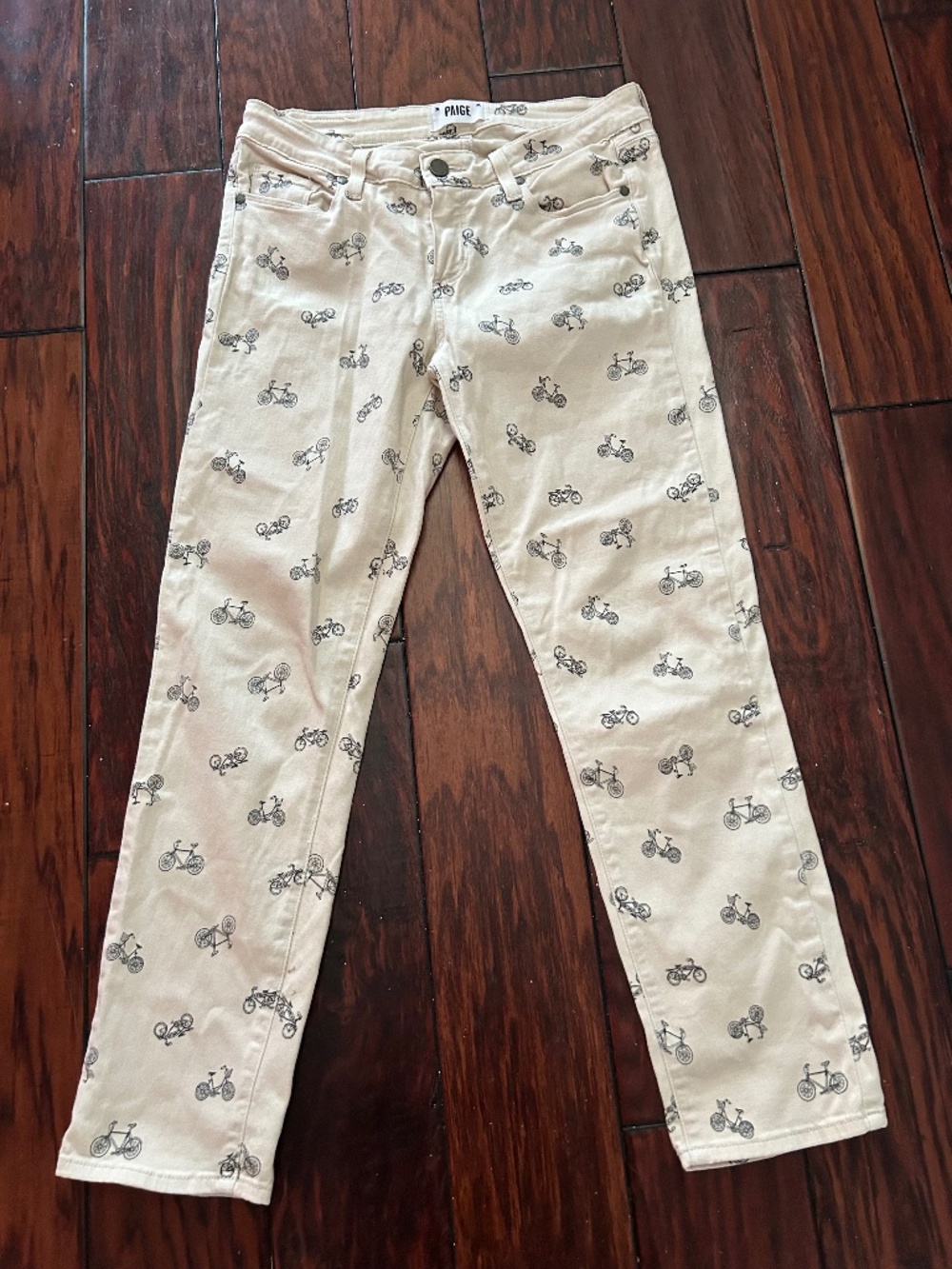 Paige Denim Kylie Crop Retro Cruiser Skinny Jean Bicycle Print Sz 29/6
